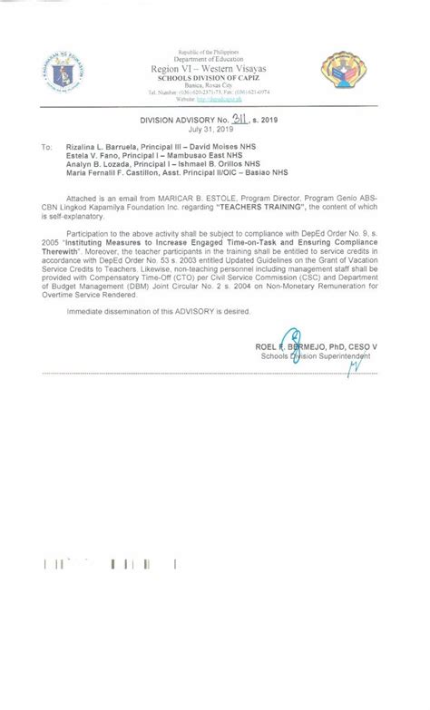 deped capiz issuances